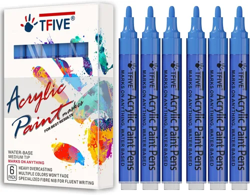 Miniatura 15 de Rotuladores de pintura acrílica dorados, punta media de 0.079 a 0.118 pulgadas, paquete de 6 bolígrafos de pintura permanente a base de agua dorados