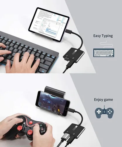 Miniatura 6 de Adaptador USB C OTG con alimentación, 2 en 1 USB C a USB hembra con adaptador de carga PD de 60 W compatible con iPhone 17/16/15, iPad Pro/Air 6