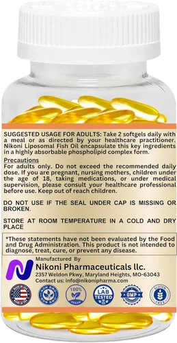 Miniatura 3 de Nikoni Aceite de pescado extra fuerte, 2400 mg cápsulas blandas con más de 1800 mg de omega-3. Alto EPA y DHA capturado en la naturaleza, 120