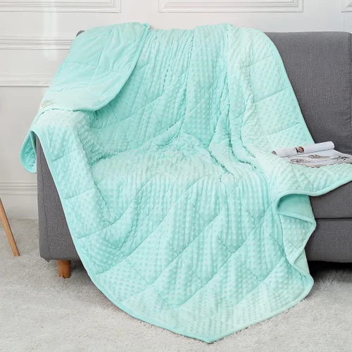 Miniatura 19 de Alomidds Manta con peso (48"x72", 20lbs tamaño Twin - Verde), mantas con peso para adultos, refrescante, transpirable, suave y cómoda Minky, manta A