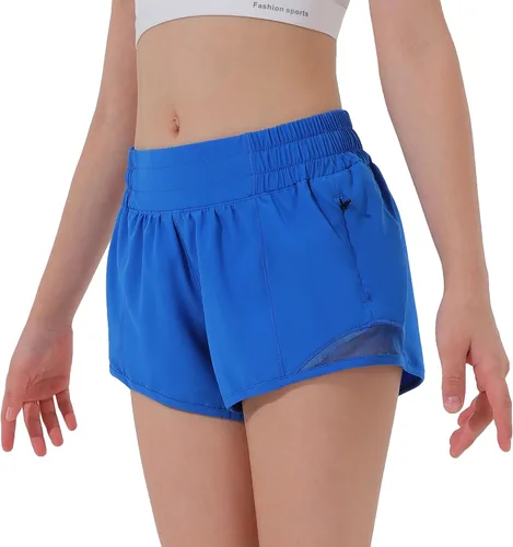 Aurefin Pantalones cortos deportivos para niñas, pantalones cortos ligeros para correr para adolescentes, niñas, pantalones cortos deportivos con