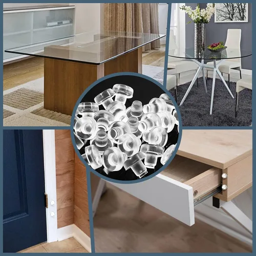 Miniatura 7 de Litoexpe Parachoques de vidrio con vástago, 30 piezas de agarres de goma transparente antideslizantes para mesa de patio espaciadores para muebles