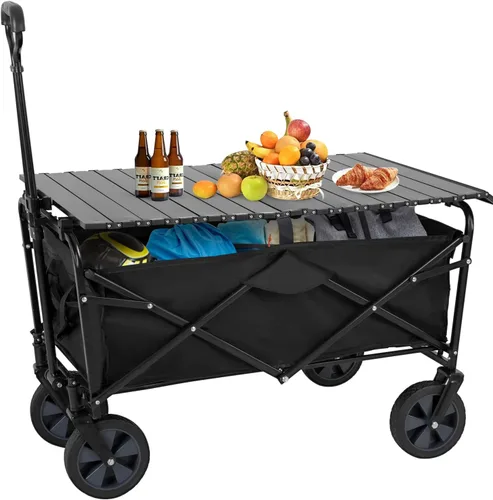 Miniatura 10 de PayLessHere Carrito plegable con ruedas Negro Carrito plegable resistente con capacidad de 330 libras con ruedas todo terreno y mango Azul