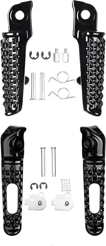 Miniatura 5 de Pedales de reposapiés delanteros y traseros para Honda CBR1000RR 2004-2014, CBR600RR 2003-2023, CB1000R 2008-2014 modelos (delantero+trasero-negro)