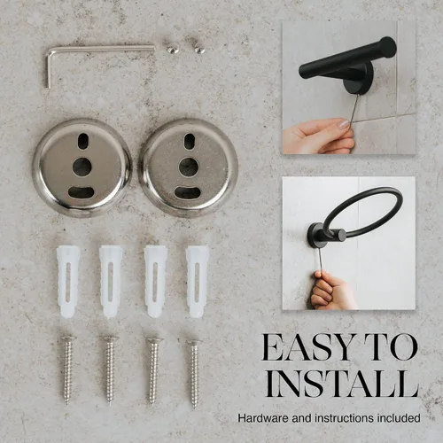 Miniatura 4 de Marmolux Acc - Juego de 4 piezas de accesorios de baño negro mate - Juego de toalleros, toallero y accesorios montados en la pared - Accesorios