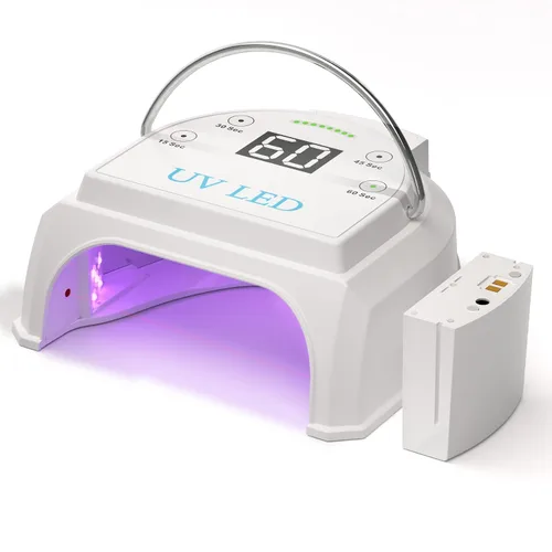 Miniatura 8 de Lámpara de uñas profesional inalámbrica LED UV de 80 W, luces UV para uñas con 45 perlas LED y batería recargable, secadora de uñas de gel LED