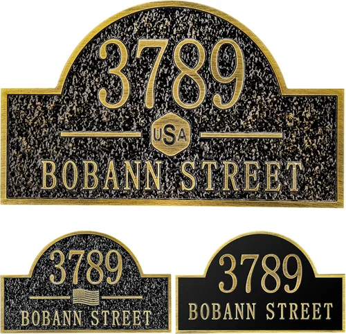 Miniatura 8 de Letrero de dirección personalizado, placa de dirección de número de casa, placa de dirección personalizada, metal o latón antiguo acrílico