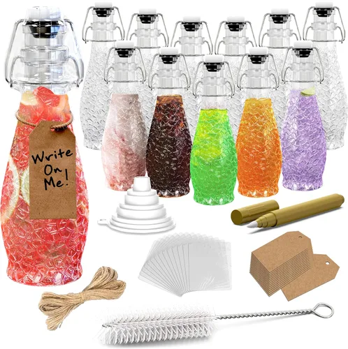 Miniatura 10 de Nevlers Botellas de vidrio con tapa abatible de lágrima de 8.5 onzas con tapas, botella de vidrio abatible con tapón, paquete de 12