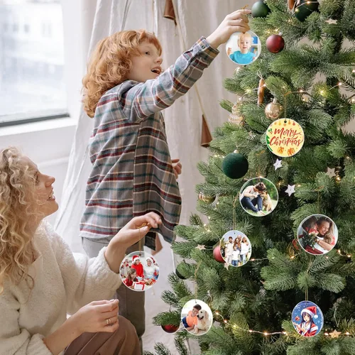 Miniatura 5 de Adornos de Navidad Personalizados 2025, Adornos con Fotos para Árbol de Navidad, Regalos Personalizados para Recién Nacidos, Parejas, Mujeres
