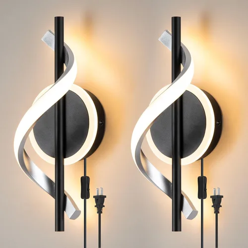 Miniatura 9 de EIDISUNY Apliques LED de pared para interiores, luces LED de montaje en pared de 12 W, lámpara de pared moderna en espiral, lámpara de pared de 3000