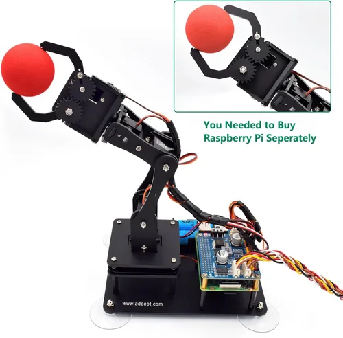 Miniatura 4 de Adeept Kit de brazo robótico 5-DOF compatible con Raspberry Pi 4 B 3 B+ B A+, programable DIY Codificación STEM Educativa 5 Axis Robot Arm con Negro