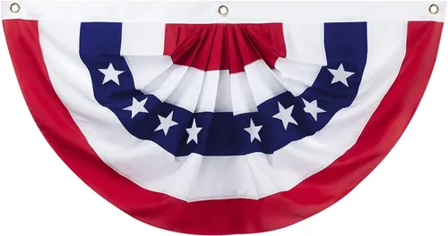 Bandera de abanico plisada estadounidense de 3 x 6 pies, diseño patriótico de medio abanico de Estados Unidos, decoración patriótica del 250 1 pieza