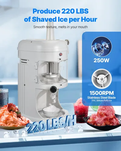 Miniatura 2 de VEVOR Trituradora de hielo comercial, máquina eléctrica de cono de hielo y nieve esponjosa de 220 libras/hora, máquina de hielo afeitado esponjoso