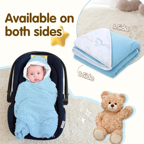 Miniatura 4 de Miracle Baby Manta Envolvente para Asiento de Coche para Bebés, Manta de Gofre para Asiento de Coche para Bebés Recién Nacidos, Doble Capa Adecuada