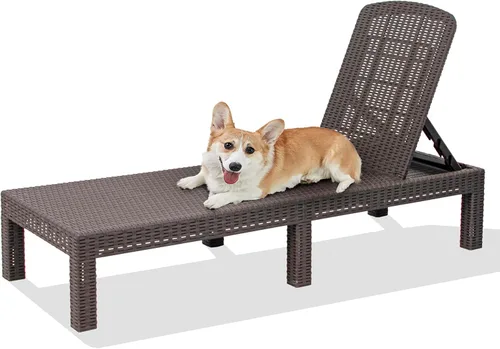Miniatura 9 de DIMAR GARDEN Tumbona al aire libre, silla de piscina de resina impermeable reclinable, gris pardo Topo