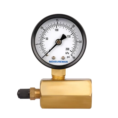 MEASUREMAN Conjunto de medidor de presión de gas de latón de 2", conexión FNPT de 3/4", 0-30 psi/kpa, +/-3-2-3% de precisión