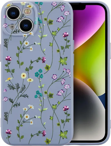Miniatura 77 de RALEAVO Funda Floral para iPhone 12, Cubierta de Silicona Líquida con Bonito Patrón de Rama de Flores para Niñas y Mujeres, Funda Protectora de Goma