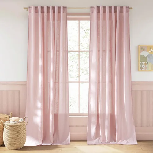 Miniatura 58 de NICETOWN Cortinas de lino grueso para dormitorio, privacidad añadida, bolsillo para barra y pestaña trasera, no se transparentan, mezcla de lino