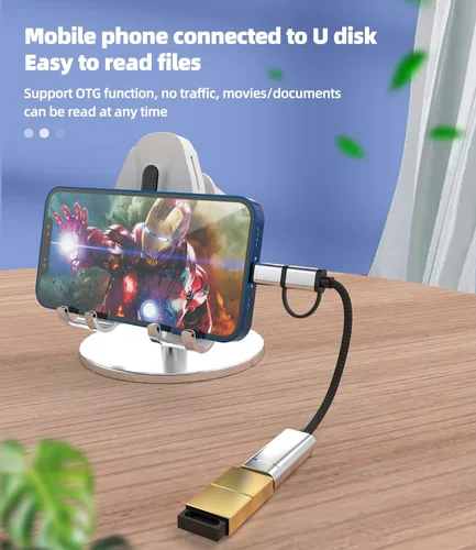 Miniatura 2 de Zoyuzan Adaptador USB a Lightning OTG Cable USB-A hembra tipo C macho 3.0 convertidor Thunderbolt Cable de puerto Thunderbolt Apple IPhone15 Pro Max