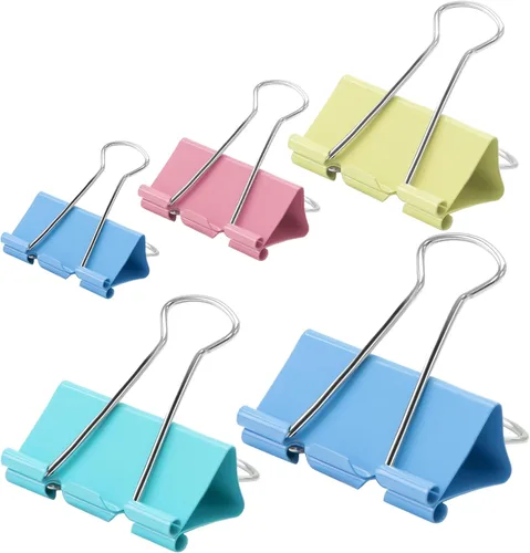 OWLKELA 100 clips de colores para carpeta, abrazaderas de papel, clips de carpeta de papel, varios tamaños, clips de metal coloridos para carpeta,