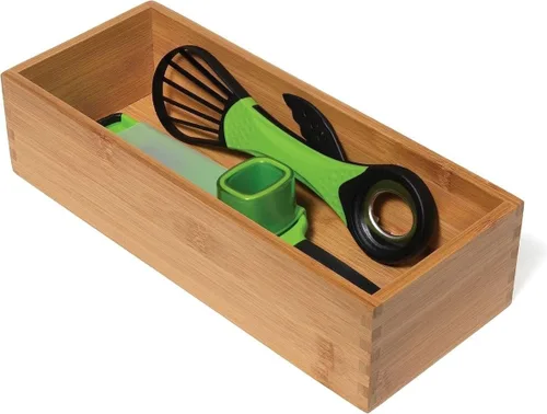 Miniatura 6 de Lipper International Caja de almacenamiento de madera de bambú para utensilios de cocina, maquillaje o suministros de oficina, 5 x 12 x 3 pulgadas