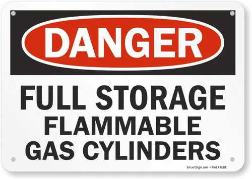 SmartSign Etiqueta "Peligro - Almacenamiento completo, cilindros de gas inflamables" | 10 x 14 pulgadas 3M reflectante de grado de ingeniero