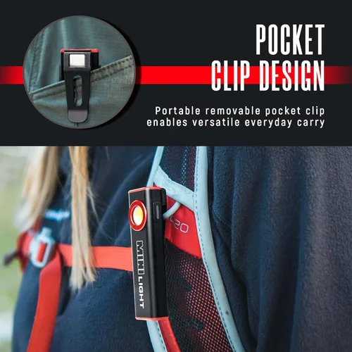 Miniatura 5 de lexall Linterna, 1200 lúmenes, mini linterna magnética plana EDC con clip, 1200 mAh recargable, portátil, ultraligera, brillante, impermeable, luz