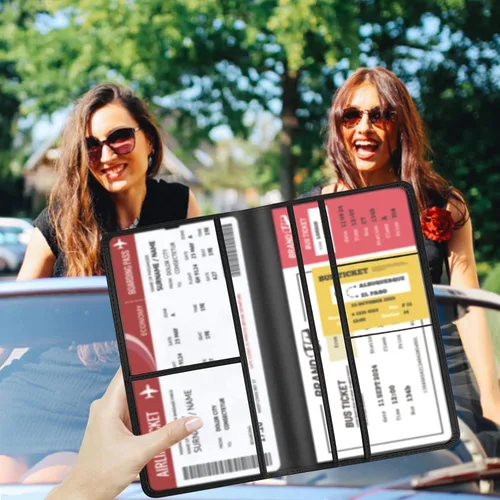 Miniatura 2 de Portador de Tarjeta de Registro e Seguro de Automóvil - Cartera Estuche Organizador de Documentos y Papeles de Automóvil de Cuero para Guantera
