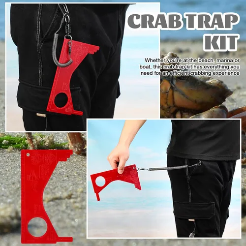 Miniatura 6 de Foilswirl Paquete de 2 trampas para cangrejos de 6 bucles para caña de pescar para atrapar Dungeness, cangrejo azul y rojo, incluye 2 trampas, 1