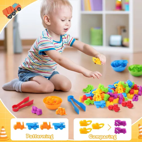 Miniatura 3 de RAEQKS Juguetes de clasificación de conteo, juegos de apilamiento a juego con tazones, actividades sensoriales de aprendizaje preescolar, juguetes