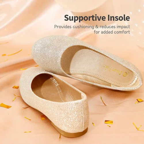 Miniatura 4 de DREAM PAIRS Zapatos de vestir para niñas, zapatos planos de bailarina para bodafiesta