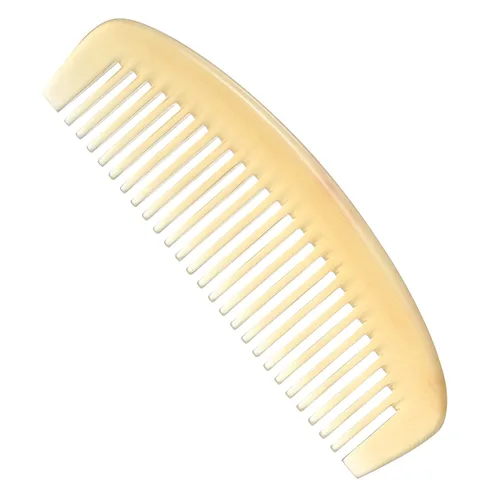 Miniatura 12 de Peine de cuerno de oveja natural antiestático 100% hecho a mano de primera calidad, peine de masaje profesional para desenredar (Mellowandfull)