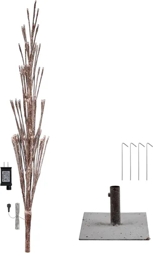 Miniatura 10 de Alpine Corporation Árbol de Navidad artificial marrón flocado de 71 pulgadas de alto con 296 luces LED blancas cálidas, decoración navideña