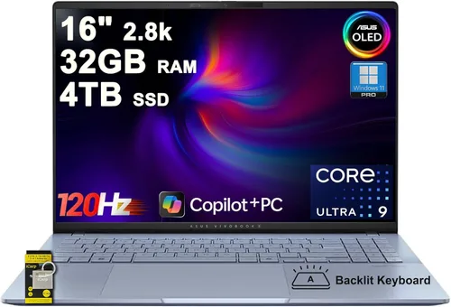 Miniatura 10 de ASUS Vivobook S16 AI PC Laptop 16" 2.8k OLED 120Hz (600nits, 100% DCI-P3) Intel 16-core Ultra 9 285H 32GB DDR5 1TB SSD retroiluminado para Designer