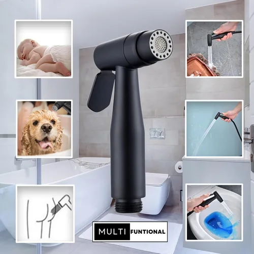 Miniatura 6 de Pulverizador de bidé de inodoro negro mate, accesorio rociador con manguera de acero inoxidable para higiene personal, rociador de inodoro de mano