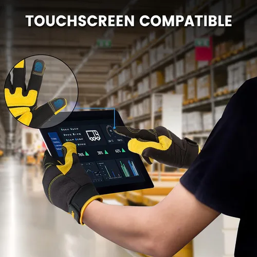 Miniatura 6 de Guantes de trabajo para hombre, guantes mecánicos multifuncionales de servicio ligero, para exteriores, ajuste de rendimiento, pantalla táctil