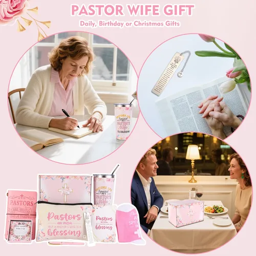 Miniatura 7 de Regalos de apreciación para la esposa del pastor para mujeres, regalos cristianos, regalo único para la esposa del pastor que incluye diario, vaso