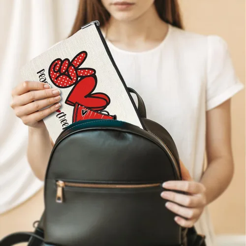 Miniatura 4 de jeilink Divertida bolsa de maquillaje de amor de paz para fútbol, voleibol, animadora, bolsa de aseo de viaje para mujeres, amigos, amantes