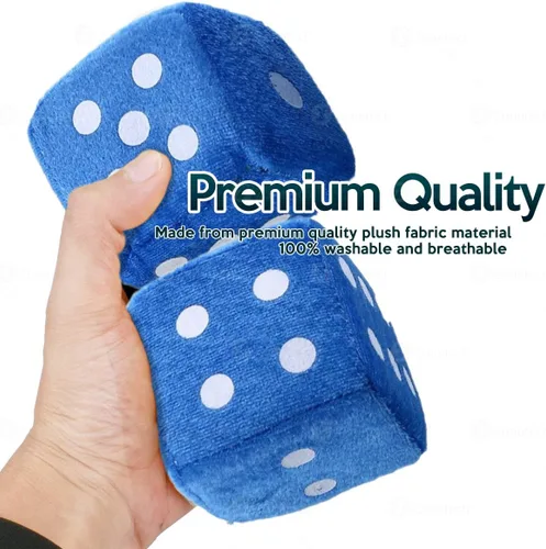 Miniatura 2 de Zonetech Azul Turquesa 3" Dados Cuadrados Colgantes - Suaves y Felpudos, Dados Decorativos para Espejo de Vehículo con Puntos Blancos Azul claro