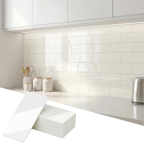 Miniatura 13 de Yipscazo Azulejo de pared compuesto de PVC 3D de 3 x 6 pulgadas para despegar y pegar en azulejos para cocina, baño, lavandería, chimenea