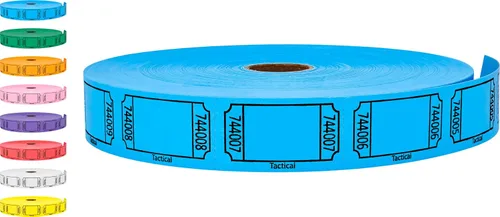 Tacticai 2000 boletos para rifas, en blanco, azul (1 de 8 colores), rollo individual, boleto para eventos, entrada, recompensa de clase, recaudación