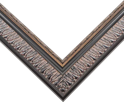 Miniatura 4 de Marco de 5 x 5 pulgadas, marco de fotos de madera maciza ornamentado Payton de plumas negras, ancho de 1.75 pulgadas, profundidad interior de 0.5