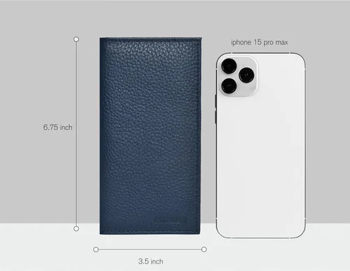 Miniatura 4 de ESTALON Funda para libro de cheques para hombres y mujeres, funda de cuero estándar para chequera, Celeste