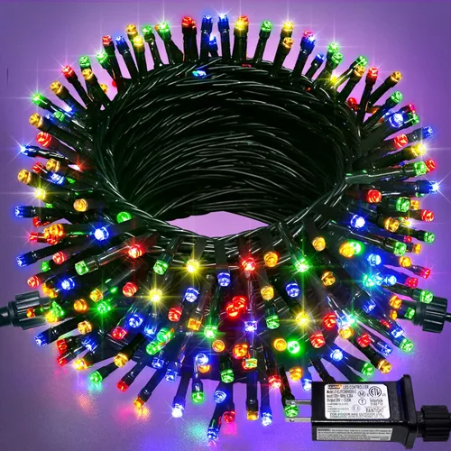 Miniatura 12 de JMEXSUSS Guirnalda de luces de Navidad de 200 LED azules y blancas, 66 pies, de exterior, expansible, para árbol, fiesta o decoración de hogar