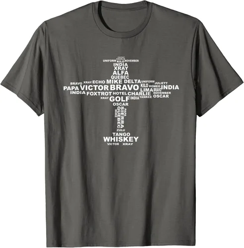 Camiseta completa del alfabeto fonético Lindas letras de avión camiseta de regalo, Gris