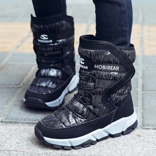 Miniatura 6 de GUBARUN - Botas de nieve para niños, impermeables, antideslizantes, resistentes al frío, zapatos para invierno y climas fríos