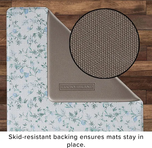 Miniatura 4 de Lucky Brand Tapete de bienestar impreso – Tapete de cocina acolchado cómodo – Fácil de limpiar – Antifatiga y antideslizante – 0.472 in Seda Floral