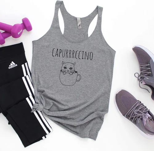 Miniatura 17 de Camiseta sin mangas con espalda cruzada para mujer, regalo para ella, camisas con refranes, camiseta de yoga, canción