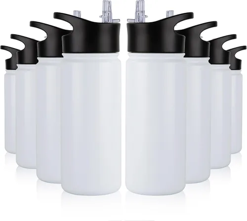 Miniatura 25 de Botella de agua aislada de 64 onzas con tapas de pajita y boquilla, jarra de agua de acero inoxidable de medio galón con mango de paracord, vacío