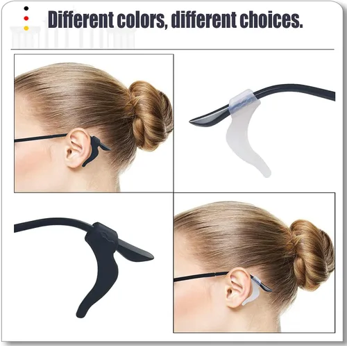 Miniatura 7 de MOLDERP Agarres para Orejas de Anteojos - 21 Pares Antideslizantes para Gafas, Cómodas Puntas de Patillas de Silicona Elástica, Retenedor de Manga